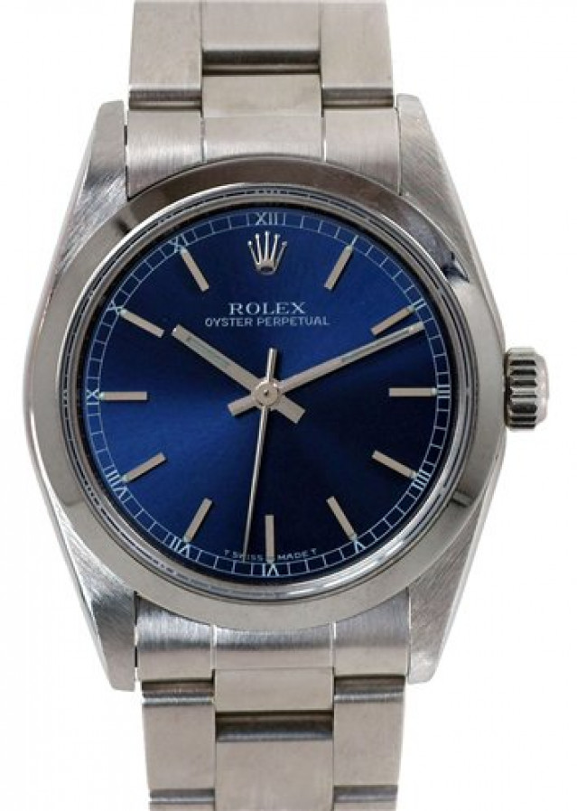 Rolex 77080 Steel on Oyster Blue with Silver Index